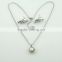 Fashion classic circle alloy inlay crystal stone and one pearl pendant necklace and earring stud jewelry set