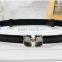 new korea style ladies and women double diamond buckle patent leather slim waist belt for decoration
