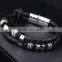 Stainless Steel Buckle Braided Leather Wrap Bracelet