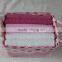 Three colors 6 cotton towels trapezuim willow basket with handle