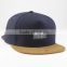 plain suede brim 5 panel hat with woven patch