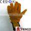 cowhide firefighter safety fireman 3m reflective leather elastic cuff glove