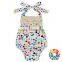 Newborn Baby Organic Cotton Rompers Lace Halter Custom Print Design Babies Clothes