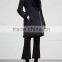 Wholesale Ladies Apparel Shearling Lapels Navy Leather Trims Midnight Blue Suede Coat(DQE0376C)