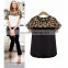 Classic black and white Summer women chiffon leopard stitching clothing plus size,chiffon fabric,t shirt women wear