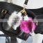 SJ798 Animal fur keychain colorful Hedgehog plush key chain car pom pom bag keychains korean