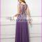 CE133 Charming Sexy A-Line Transparent Corset Prom Dress With Beading Purple Chiffon Evening Gown