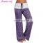 Women Foldover Heather Wide Leg Pants Loose Yoga Legging