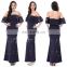 Navy Blue Off Shoulder Women Maxi Dresses On sale