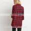 2016 Baiyimo autumn 100% cotton casual women longline check shirt long sleeve blouses wholesale