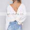 Wholesale Stocks Women Sexy Backless V Neck Batwing Long Sleeve Knit Sweater