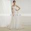 EB2627 Delicate A-Line scoop Handmade flower top lace Ruched bridal wedding dress