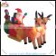 Christmas air blown inflatable led lighting santa claus with penguin on reindeer sleigh for yard decoration