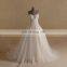 Elegant Puff A-line Sweet Heart Beads Flowers Lace Wedding Dress Long Train Real Sample