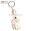 Novelty cute rabbit animal design pvc plain metal material key rings