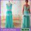 2015 Hot Sale Charming and Elegant Prom Dress with Lace and Beading Sash High Quality V-Neck and Sleeveless Chiffon Prom Dress