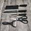 5 piece forged black stainless steel knife set,5pcs embossed blade black knife set, 5 pieces non stick hammer pattern cooking knife set