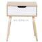 White Brown Walnut bedside Table Solid Wood Legs Nightstand Storage Drawer