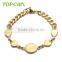 Topearl Jewelry Women Bracelet Stainless Steel Heart Bracelet Curb Chain Gold Bracelet 8 Inch MEB64