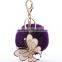 Promotional gifts rhinestone butterfly keychain with violet rabbit fur ball