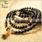 Unisex Unique Gift Natural Black Obsidian Tiger Eye Buddhist Prayer Mala Beads Multilayer Stretch Bracelet