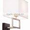 1017-4 White cotton and polyester blend fabric Perfectly easy to use Brushed Steel Rectangle Plug-In Wall Light