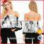 New arrival fashion top designs off shoulder print crop top for women                        
                                                Quality Choice