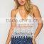 Adjustable cami straps Loose fit crochet halter crop top selling products 2015