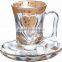 6pcs glass tea cup and saucers glass tea cup sets glass decal tea cup and saucers