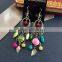 Wholesale Fashion Yiwu Antique Bronze Multi-color Bead Big Chandelier Earrings