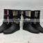 sexy ladies shiny black buckle rubber rain boots with fabric covered