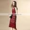 2016 factory direct sale embroidered long red dress,sexy lady lace maxi dress