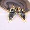 Small Size Gold / Silver Plated Edged Agate Gem Stone Druzy Pendant, Arrow Pendant, For Jewelry Making
