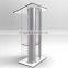Fixture Displays Clear Acrylic Plexiglass Podium Curved Aluminum Sides Pulpit Lectern