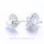 Vintage Bali Wedding Earrings Paved Crystal Diamonds Solid 100% Pure Silver Stud Earrings Fashion Love Trendy Wings Jewelry