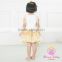 Best selling gold baby dress pictures,girl dresses with bow,children summer flow wholesale lace baby dress