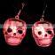 Fashion design hanging glowing jewelry led light halloween skull pedant earrings