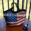 Hot sale calico cotton shopping tote bag/Fashion printed heavy duty canvas tote bags/The cotton tote shopping bags with USA flag
