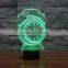 New Touch Clock 3D Night Light 7 Color Change LED Table Lamp Xmas Toy Gift