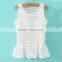 2015 White Romantic Sleeveless Peplum Top/Sheer Stripe Blouse