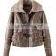 2015 latest design long sleeves PU leather turn collar lady tops fashion casual jacket