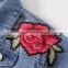 2017 Vintage kids denim jacket with big flower embroidery suit 2-7 years girls