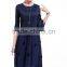 Foreign trade women pure color mesh folding dress with 3d flowers