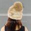 CX-C-221P Wholesale Girls Fashion Fur Ball Hat Women Mink Fur Knitted Beanie Hat