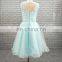 Mint Green Color Tulle Short A Line Prom Dress With Beaded Belt