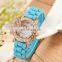 diamond surround header butterfly surface silicone watch / movement quartz wristwatch
