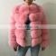 High quality european hot-sale fashion colorful real fox fur jacket over coat for ladies