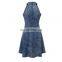 2016 New Ladies Dress Design Slim Dress Sleeveless Denim Dress