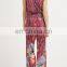 Fancy Sleeveless Women Jumpsuits Printed Jersey Halterneck Jumpsuit