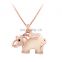 Hot Sale Beautiful Rose Gold Enemal Rhinestone Elephat Animal Pendant Necklace For Grils